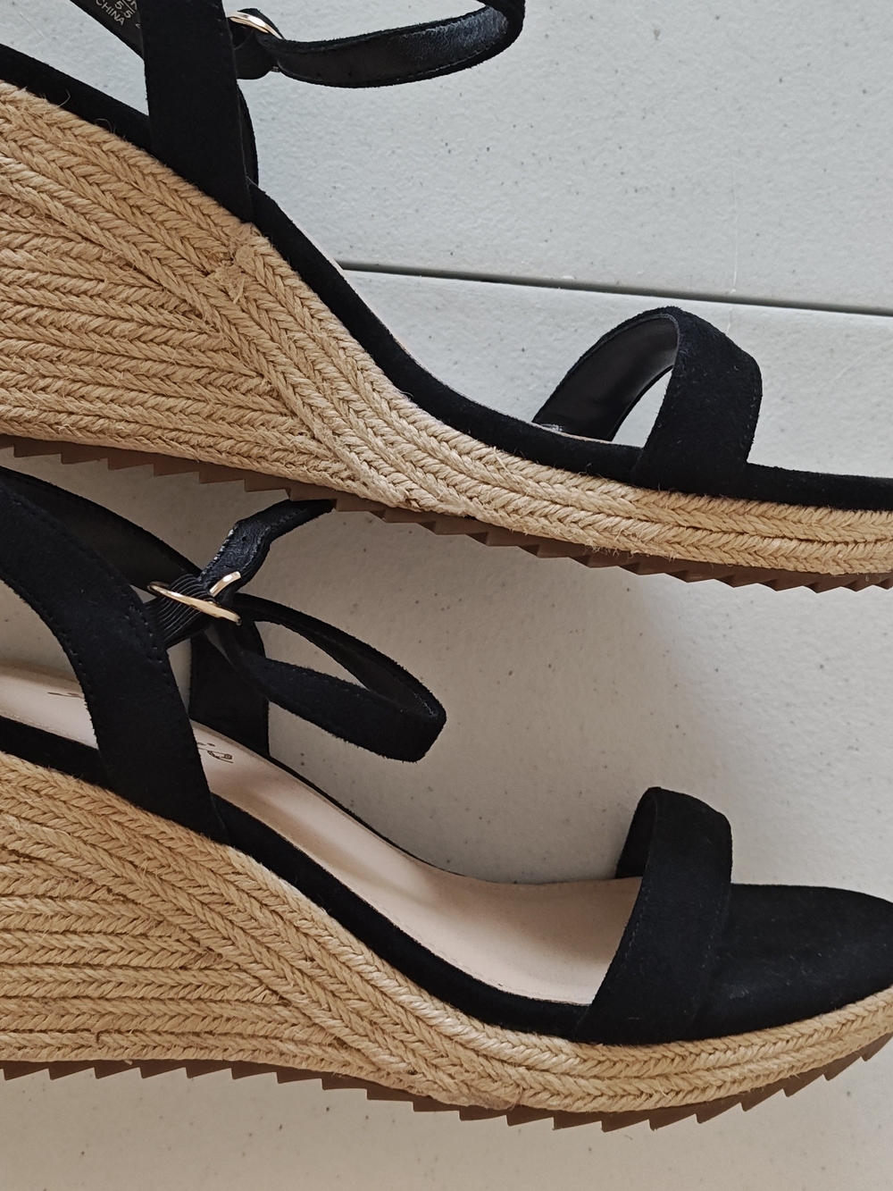 Ankleis Black Espadrille Wedge Sandals 7.5 Black Used‎ Summer Boho Chic - Picture 7 of 9